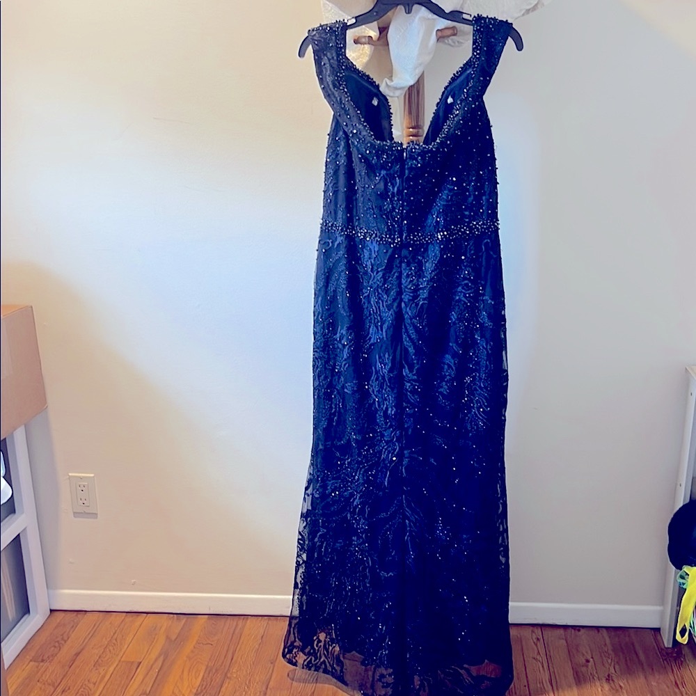 Rina diMontella Midnight Blue Beaded Gown - Picture 2 of 6